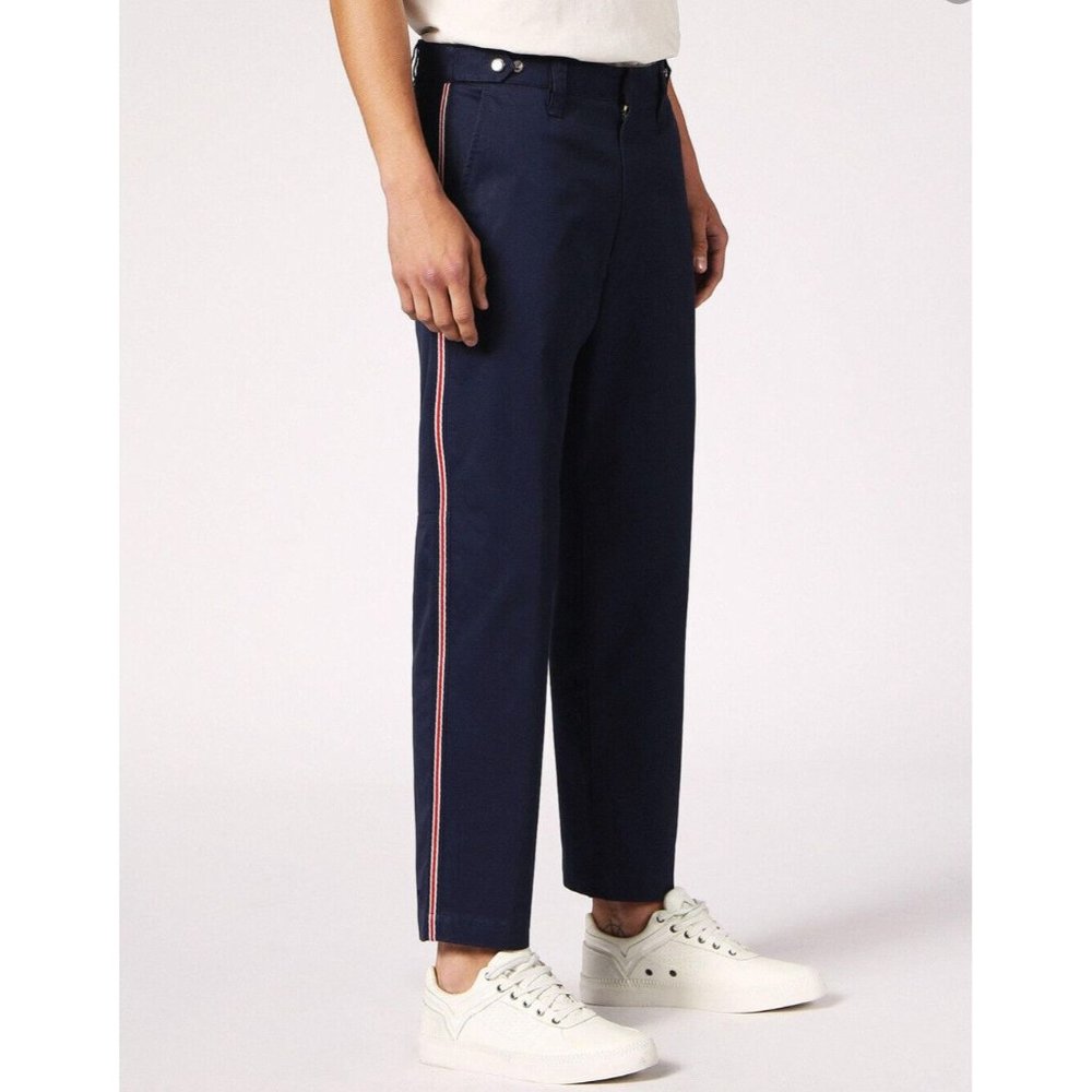 $178 Diesel Men's Slim P-Tucs Tape Trousers Peacoat Blue Jeans Size 28